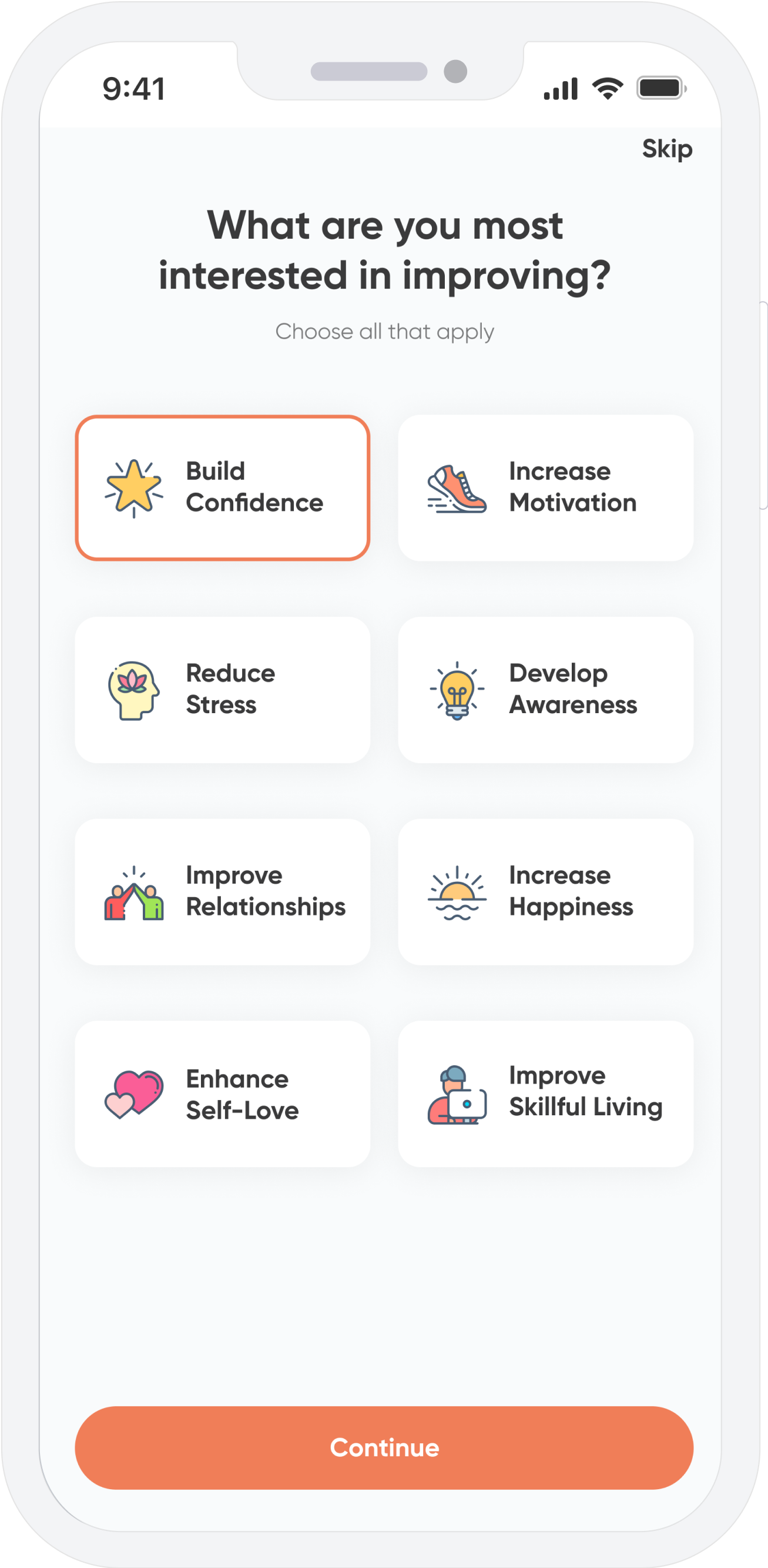 Skillful living navigation screen